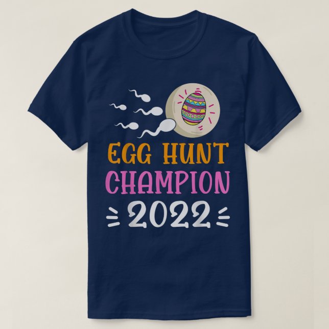 Camiseta Ovo Hunt Champion 2022 Páscoa Anunciante De Gravid (Frente do Design)
