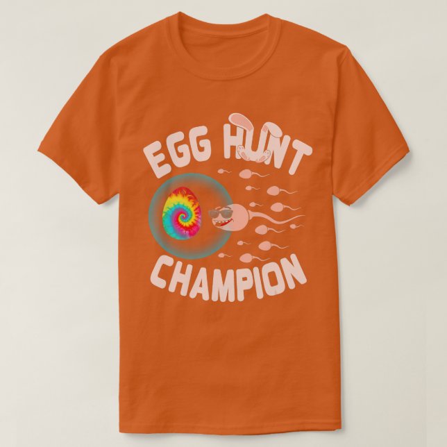 Camiseta Ovo Hunt Champion Pai Páscoa Esperma Nadando Annou (Frente do Design)