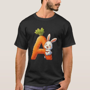 Camiseta Ovos alfabeto Páscoa ABCs Cenoura Letra A para Cri
