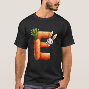 Camiseta Ovos alfabeto Páscoa ABCs Cenoura Letra E para Cri