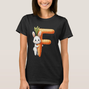 Camiseta Ovos alfabeto Páscoa ABCs Cenoura Letra F para Cri