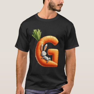 Camiseta Ovos alfabeto Páscoa ABCs Cenoura Letra G para Cri