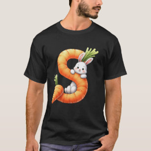Camiseta Ovos alfabeto Páscoa ABCs Cenoura Letra S para Cri