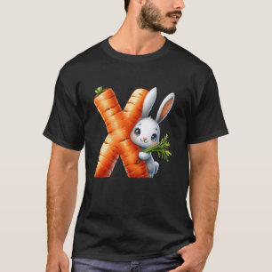 Camiseta Ovos alfabeto Páscoa ABCs Cenoura Letra X para Cri