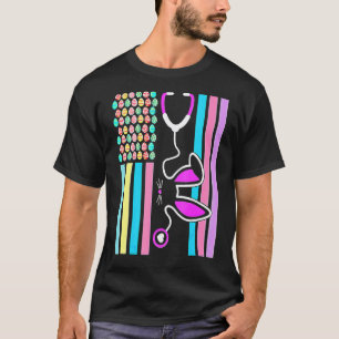 Camiseta Ovos Americanos Bandeira Estetoscópio Coelho Enfer