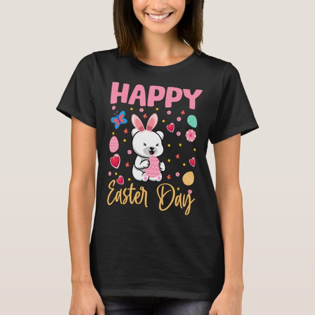 Camiseta Ovos Coloridos De Urso Polar Coelhinhos Caçando Sa (Frente)