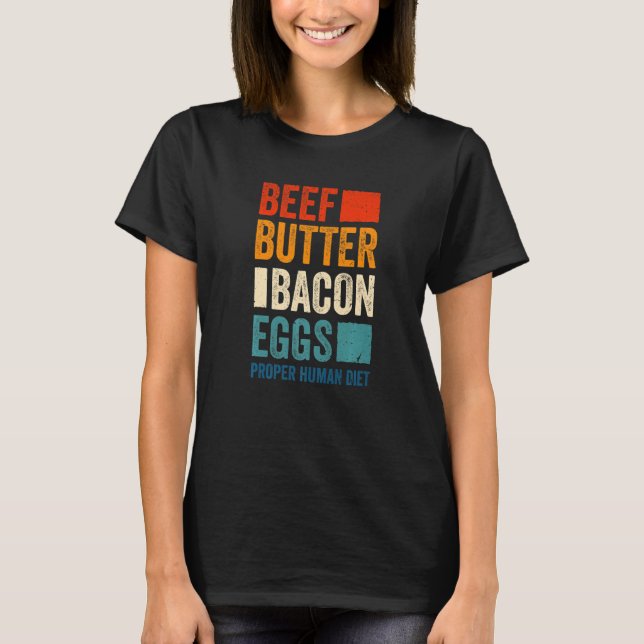 Camiseta Ovos de Bacon de Carne de Bovino e de Alimentação  (Frente)