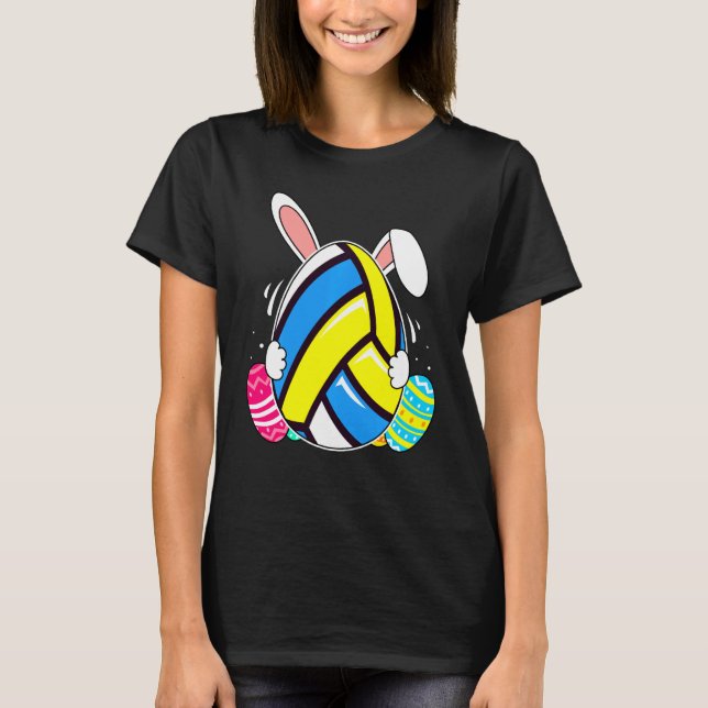 Camiseta Ovos de coelhinho de vôlei - Páscoa de fantasia (Frente)