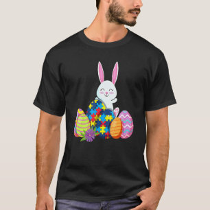 Camiseta Ovos de Coelho de Páscoa com Puzzle de Conscientiz