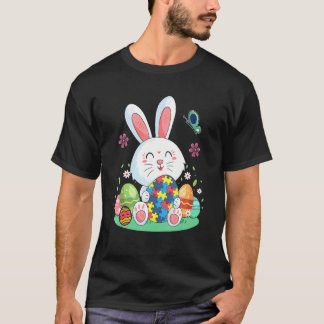 Camiseta Ovos de Coelho de Páscoa Puzzle Conscientização do