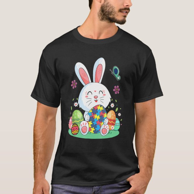 Camiseta Ovos de Coelho de Páscoa Puzzle Conscientização do (Frente)