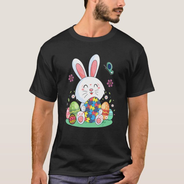 Camiseta Ovos de Coelho de Páscoa Quebra-Cabeça de Conscien (Frente)