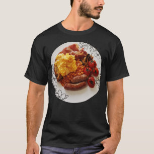 Camiseta Ovos de comida Bacon Cogumelo Feijões cozidos Toma