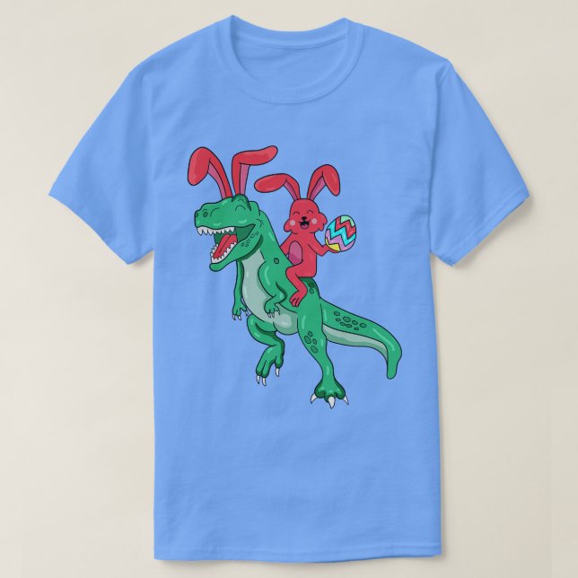 Camiseta Ovos de Dinossauro Coelhinhos felz pascoa T Rex (Frente do Design)