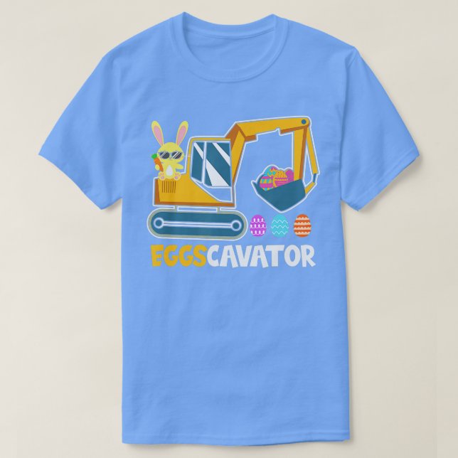 Camiseta Ovos de EGGSCAVATOR Crianças Cavadoras Bebês Pásco (Frente do Design)