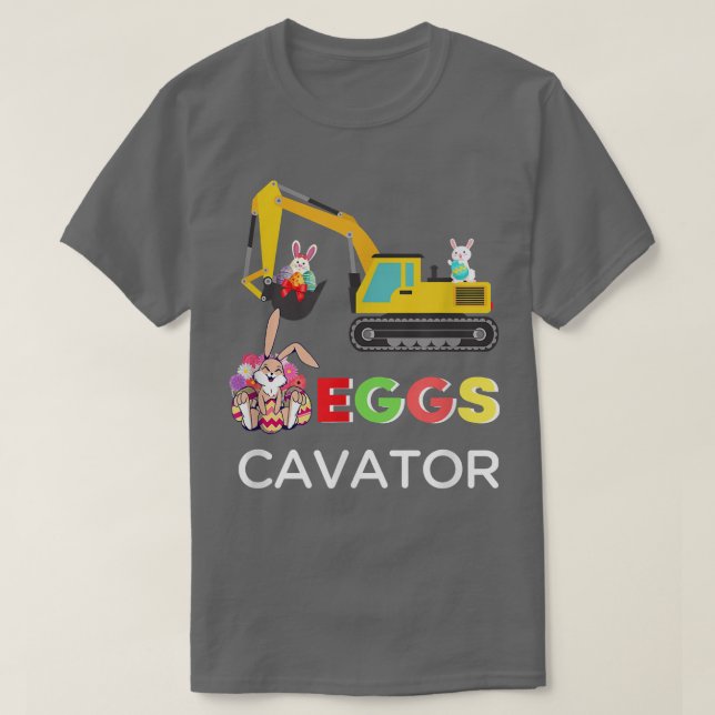 Camiseta Ovos de EGGSCAVATOR Crianças Cavadoras Bebês Pásco (Frente do Design)