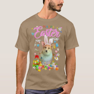 Camiseta Ovos de Felz pascoa de Coelho Corgi 