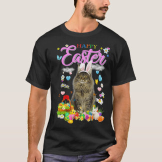 Camiseta Ovos de Felz pascoa de Gato de Coon Bunny Maine