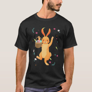 Camiseta Ovos De felz pascoa E Coelho De Coelho De Cesta