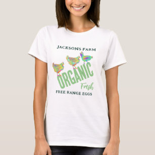 Camiseta Ovos de frango Compro de Fazendas orgânicas