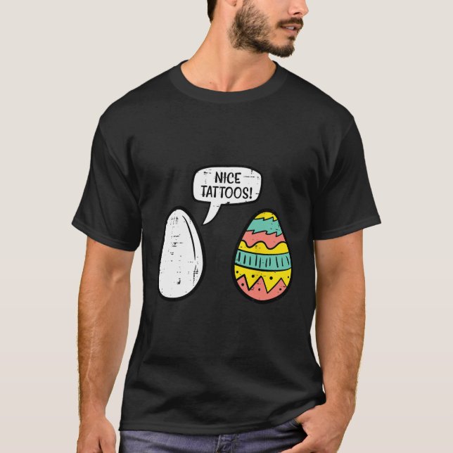 Camiseta Ovos de Páscoa Bonitas Tatuagens Engraçadas Caçand (Frente)