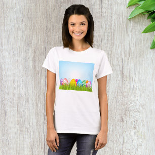 Camiseta Ovos de Páscoa Coloridos na Grama