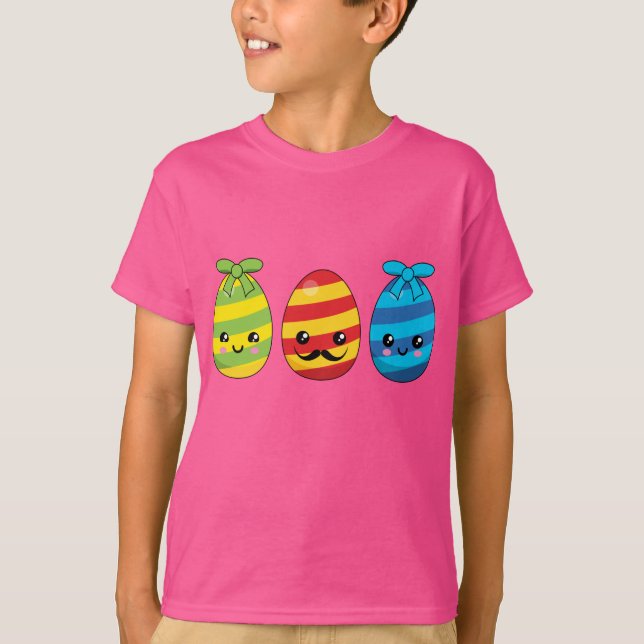 Camiseta Ovos de Páscoa de Kawaii com fitas (Frente)