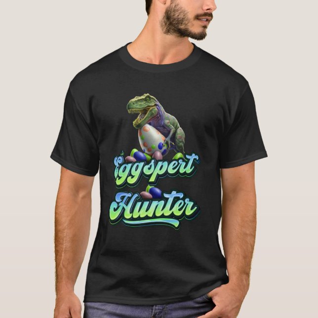 Camiseta Ovos de Páscoa de Ovos de Eggspert Páscoa Dinossau (Frente)
