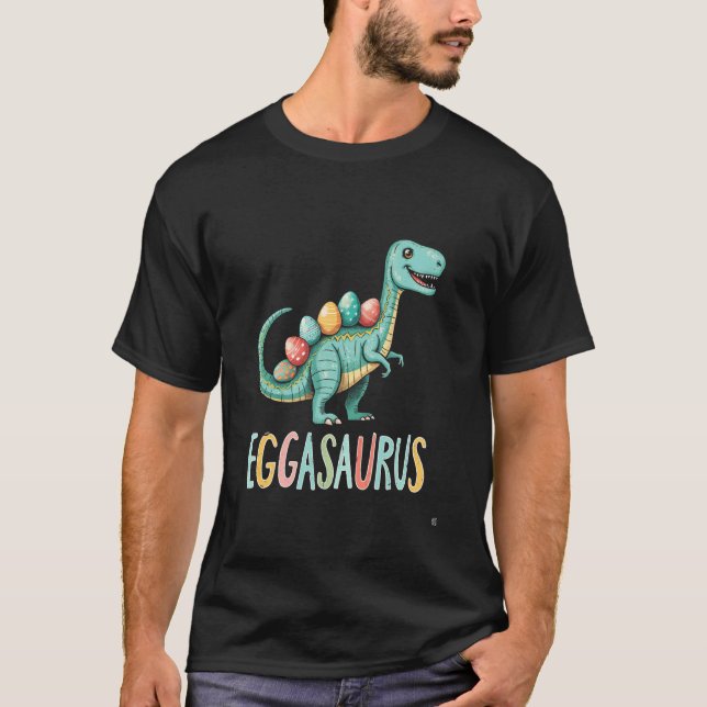 Camiseta Ovos de PÁSCOA EGGASAURUS Dinossauro Caprichoso (Frente)