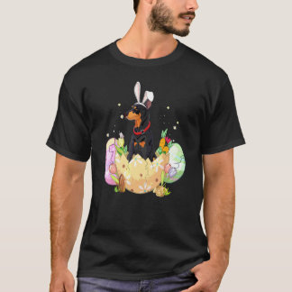 Camiseta Ovos de Páscoa engraçados Doberman Coelho Cachorro