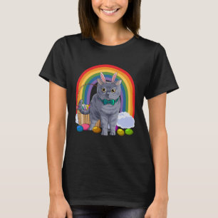 Camiseta Ovos de Páscoa Shorthair britânicos Bunny Cat Pull