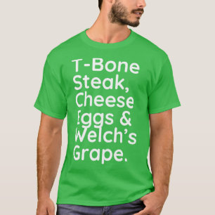 Camiseta Ovos de queijo com bife de ossos e uva de alvenari