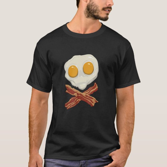 Camiseta Ovos e Bacon Caveira e Crossbones (Frente)