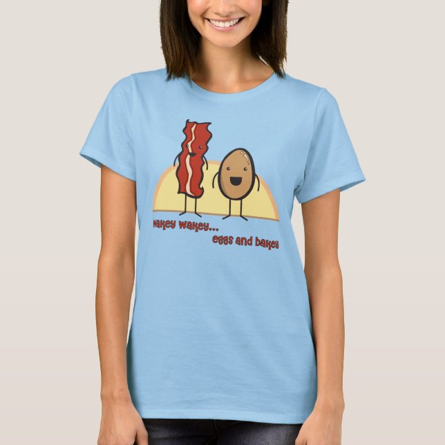 Camiseta Ovos e bacon Girls Ringer (Frente)