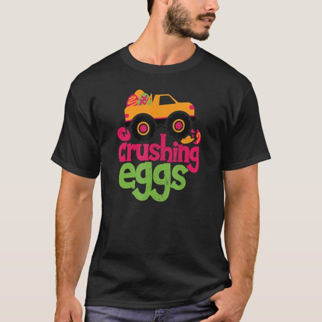 Camiseta Ovos em esmagamento Monster Truck Felz pascoa B (Frente)