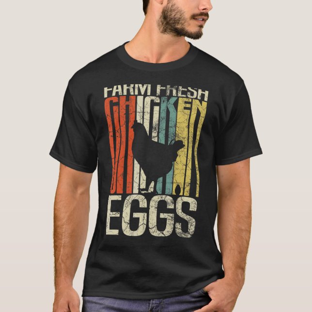Camiseta Ovos Frescos de Galinha de Agricultores Grunge Ret (Frente)