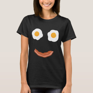 Camiseta Ovos Fritos Bacon Rosto Feliz Café da Manhã Comida