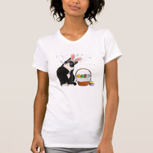 Camiseta Ovos Orelhas de Coelho Gato Dia de Páscoa