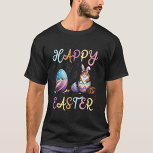 Camiseta Ovos Orelhas de Coelho Gato Dia de Páscoa
