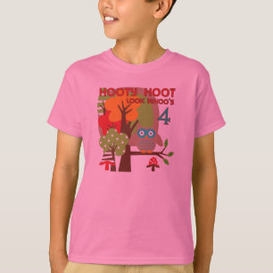 Camiseta Owl 4th Birthday T shirts e presentes