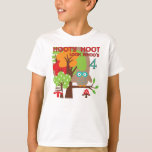 Camiseta Owl 4th Birthday T shirts e presentes<br><div class="desc">Coruja 4ª t-shirts de aniversário,  fatos-chave,  canecas,  ímanes,  guardas,  posters,  bolsas e mais com uma coruja,  muitas árvores,  e texto que diz "Hooty Hoot Look Whoo 4"!</div>