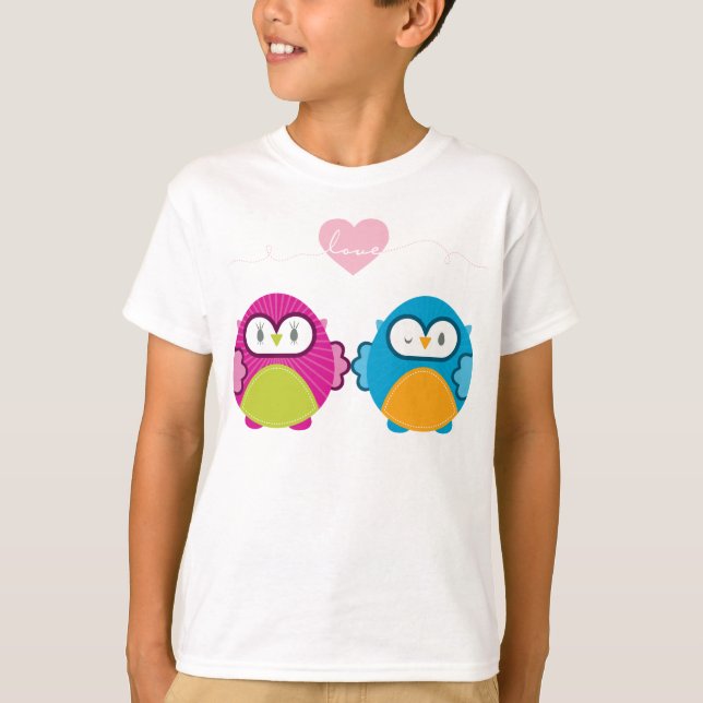 Camiseta OWL AMOR: garota brilhante + menino (Frente)