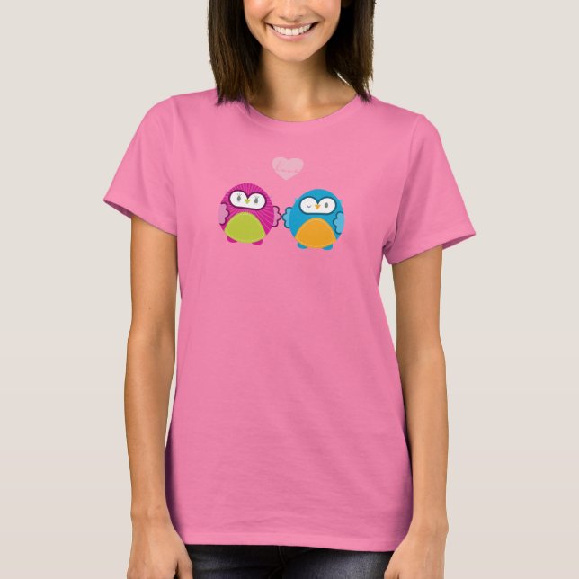Camiseta OWL AMOR: garota brilhante + menino (Frente)