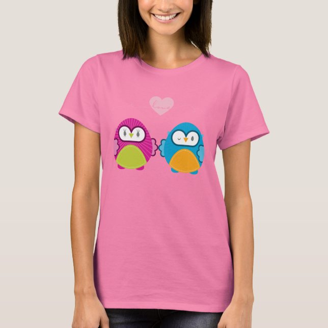 Camiseta OWL AMOR: garota brilhante + menino (Frente)