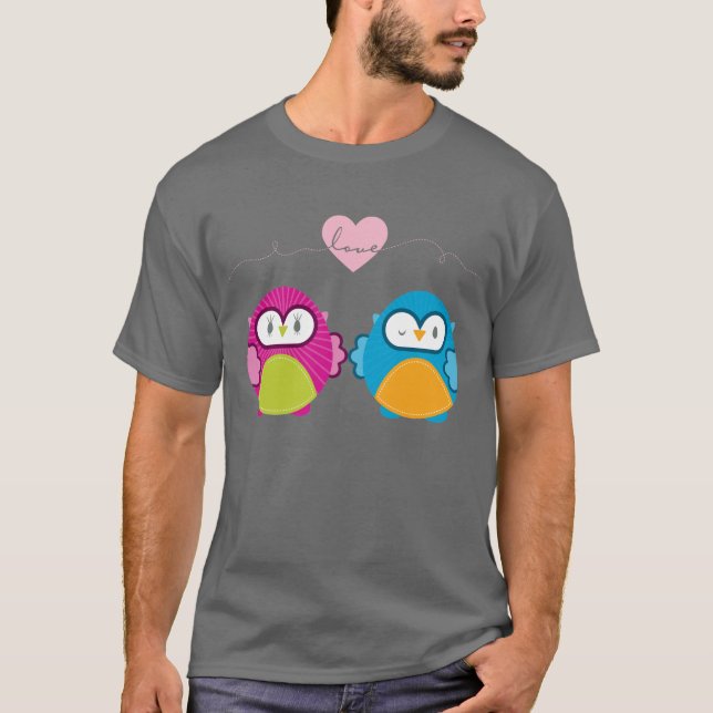 Camiseta OWL AMOR: garota brilhante + menino (Frente)