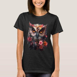 Camiseta Owl Flowers Fantasy Amantes de os animais - Anima