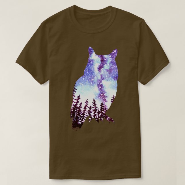Camiseta Owl Forest Night Sky (Frente do Design)