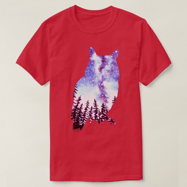 Camiseta Owl Forest Night Sky (Frente do Design)
