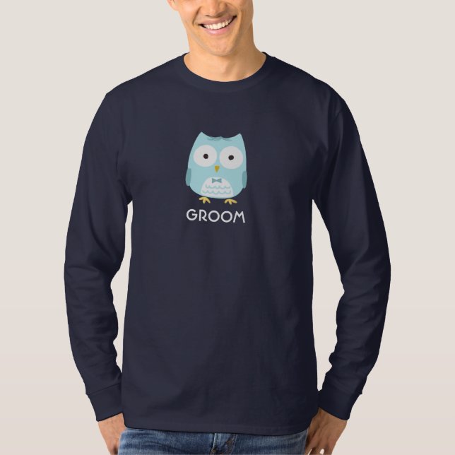 Camiseta Owl Groom, Novo Marido Fofo Novo (Frente)