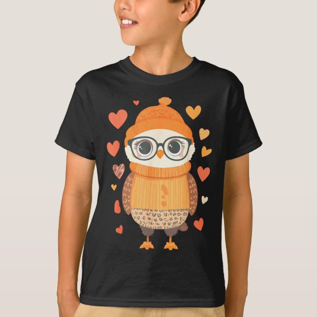 Camiseta Owl Lover Heart Girls Valentine’s Day Women Owl  (Frente)